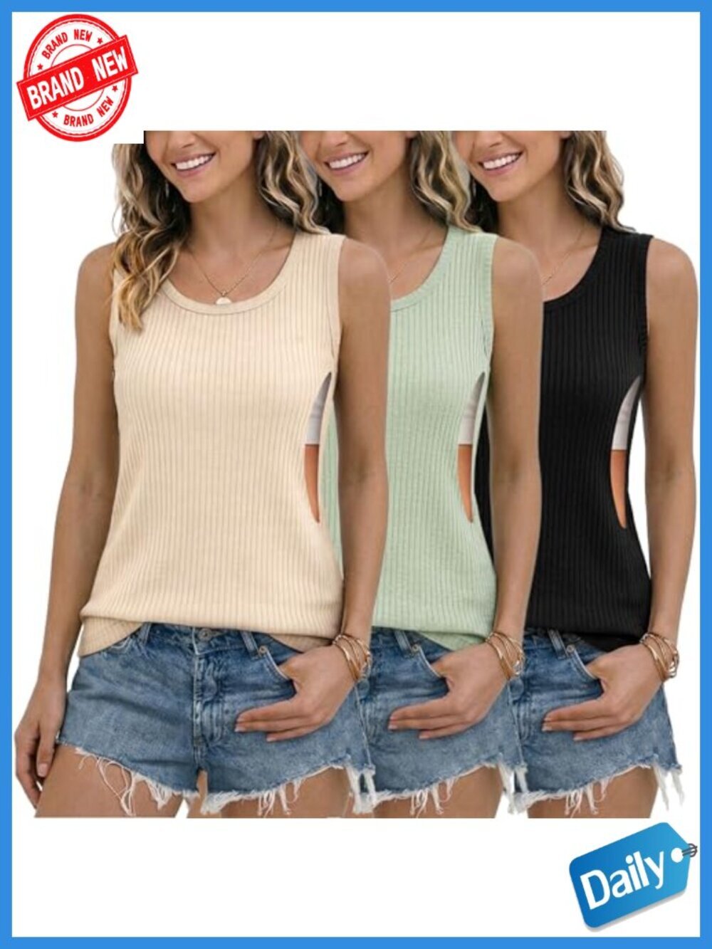 Nursing Tank Top with Hidden Zipper, Ribbed Sleeveless Maternity Shirt,